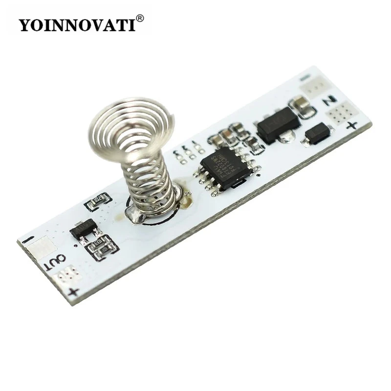 

DC 12V Capacitive Touch Sensor Switch Coil Spring Switch LED Dimmer Control Switch 9-24V 30W 3A for Smart Home LED Light Strip