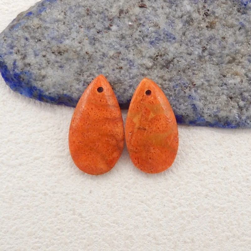 

Natural Stone Orange Coral Pendants For Jewelry Making,Charms Gemstone,DIY Necklace,22x12x4mm,3g,2Pcs