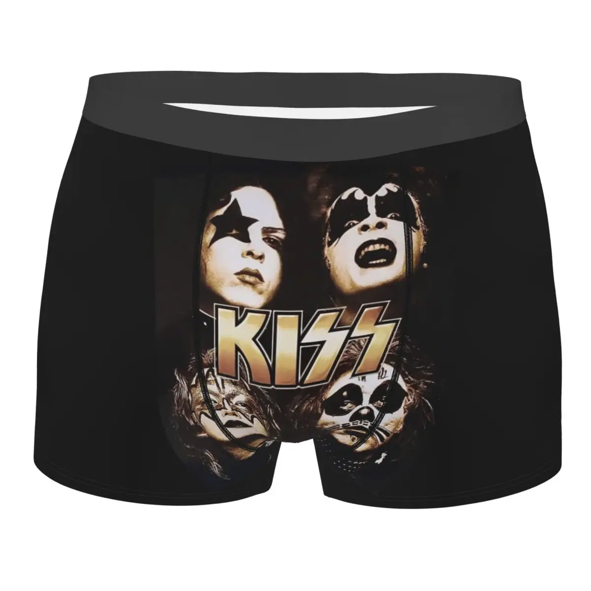 Custom Heavy Metal Underwear Male Print Kiss Band Rock Roll Boxer Shorts Panties Briefs Breathable Underpants