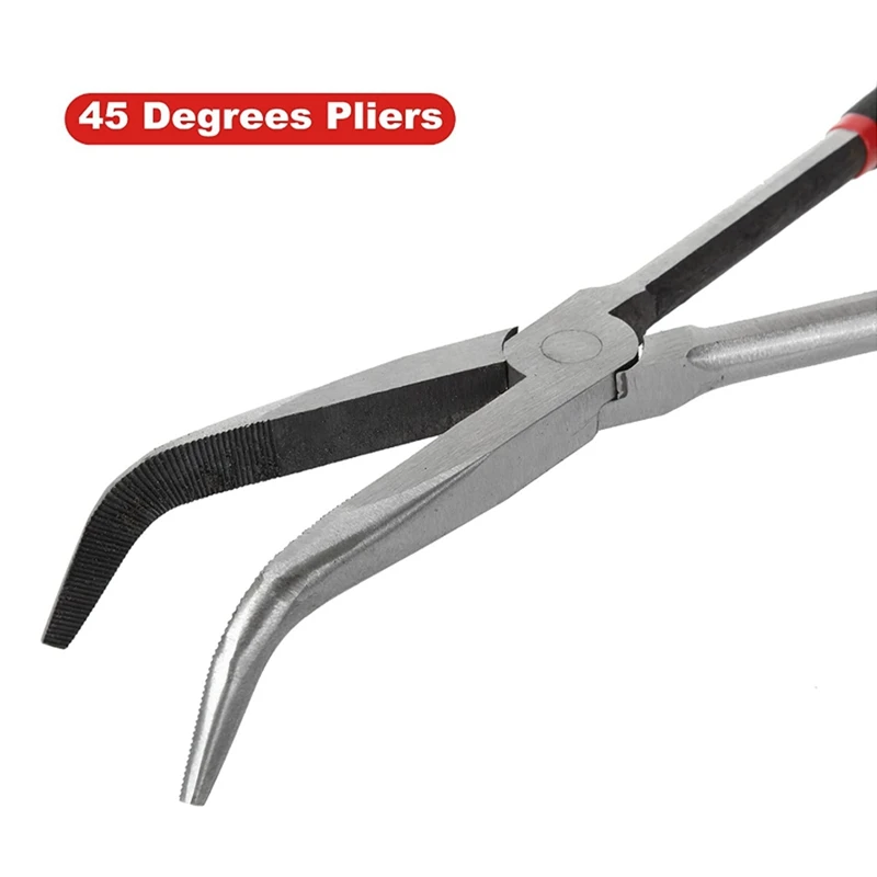 Pliers Accessories 11-Inch Long Needle-Nosed Pliers Include Straight, 45-Degree, 90-Degree And O-Type Pliers