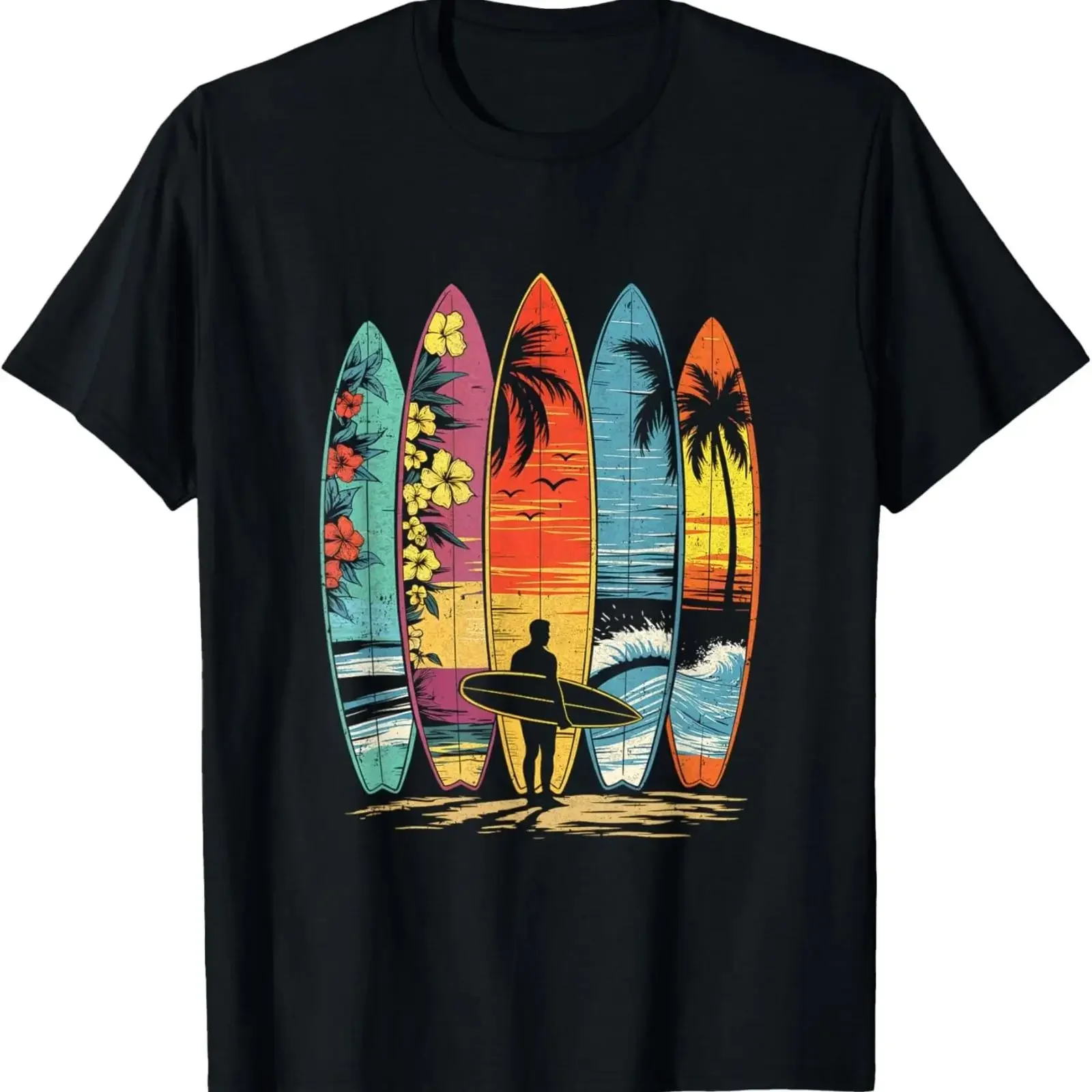 Surfboarder Hawaii Wave Surfing Lover Beach Surfer T Shirt vintage Washed streetwear Breathable Soft Slightly Casual fashion