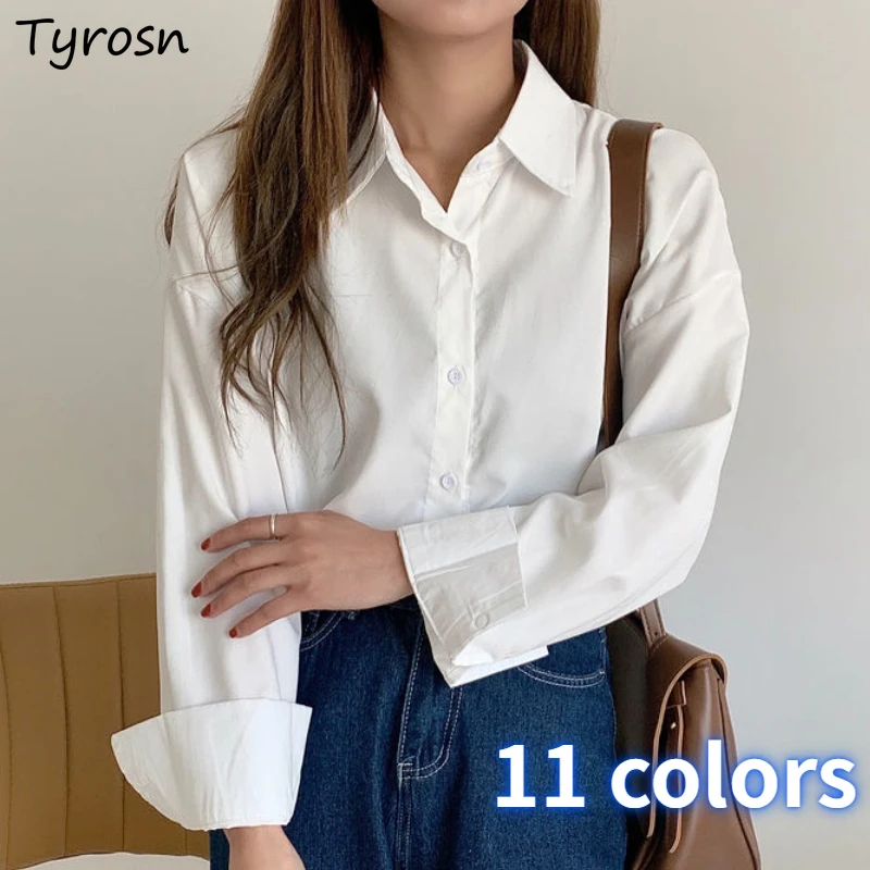 

Autumn Shirts Women Tops Casual Office Lady Simple High Street Loose Classic Fashion Ulzzang Temper All-match Camisas De Mujer