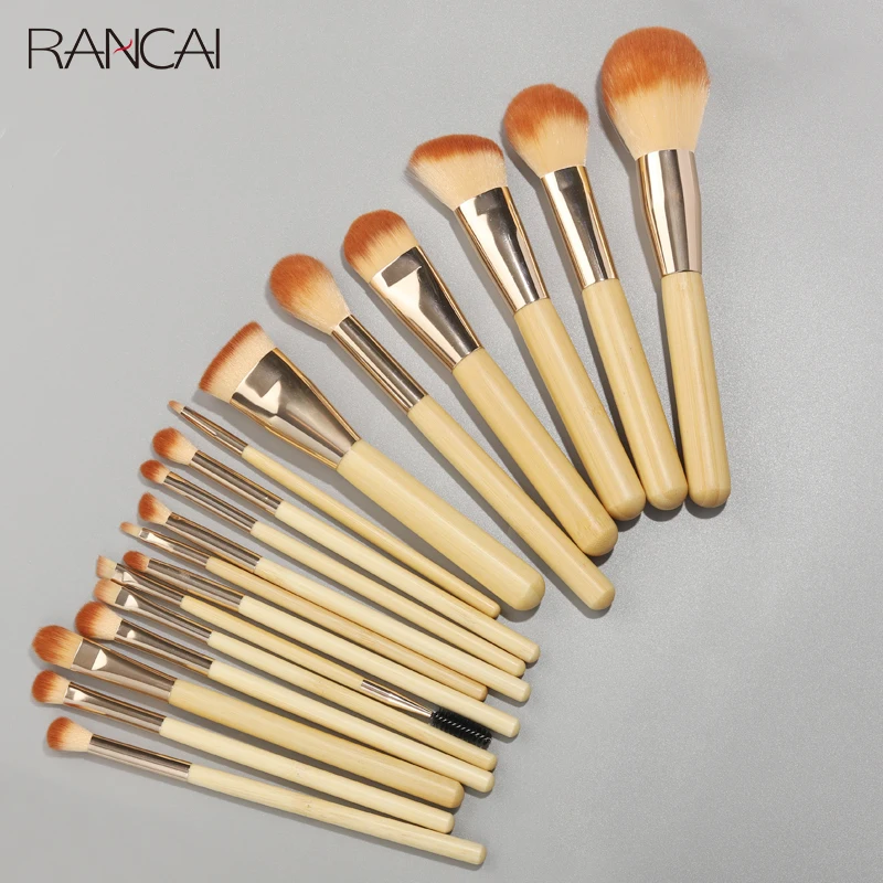 18 PCS Makeup Brushes Sets Bamboo Cosmetic Eyeshadow Foundation Powder Blush Eye Make Up Brush Blending Beauty Tools Kits