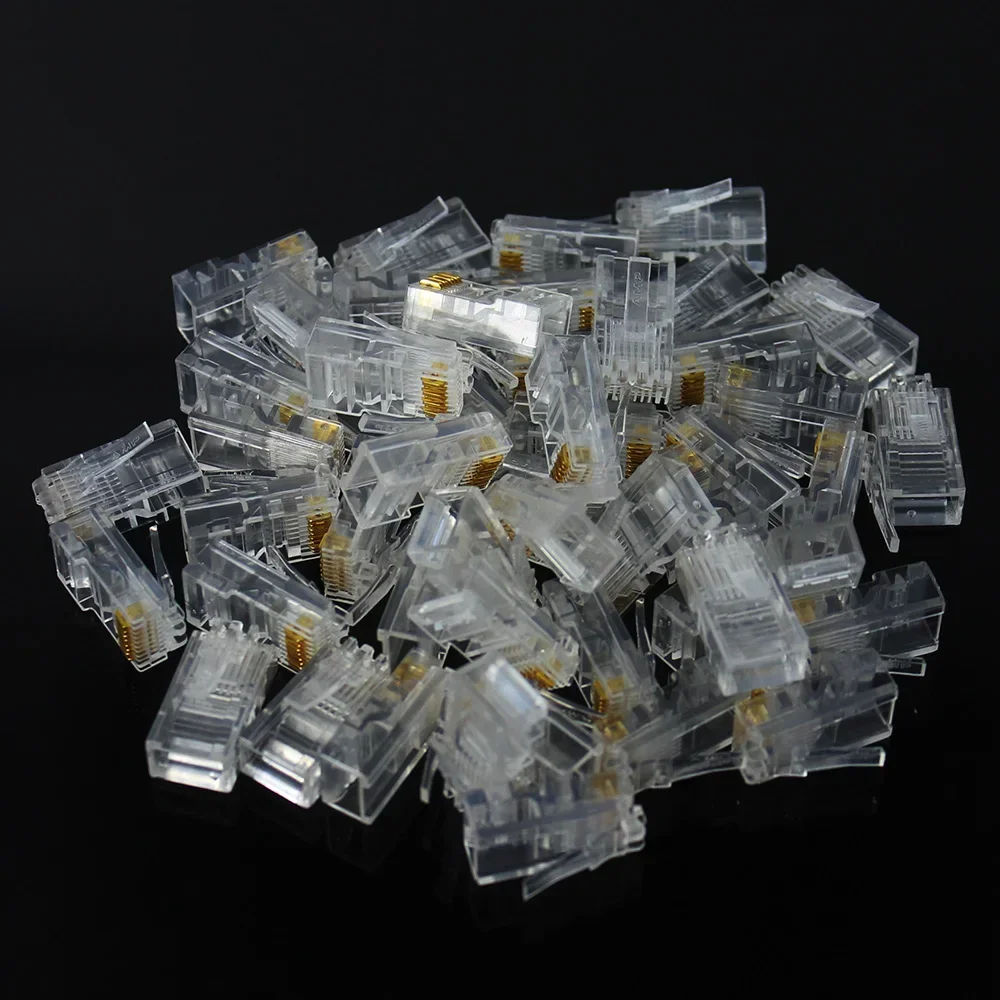 20/50/100PCS Network Connector RJ-45 Crystal Heads, Cat5 Cat5e Gold Plated Network Cable, RJ45 Ethernet Cables Module Plug