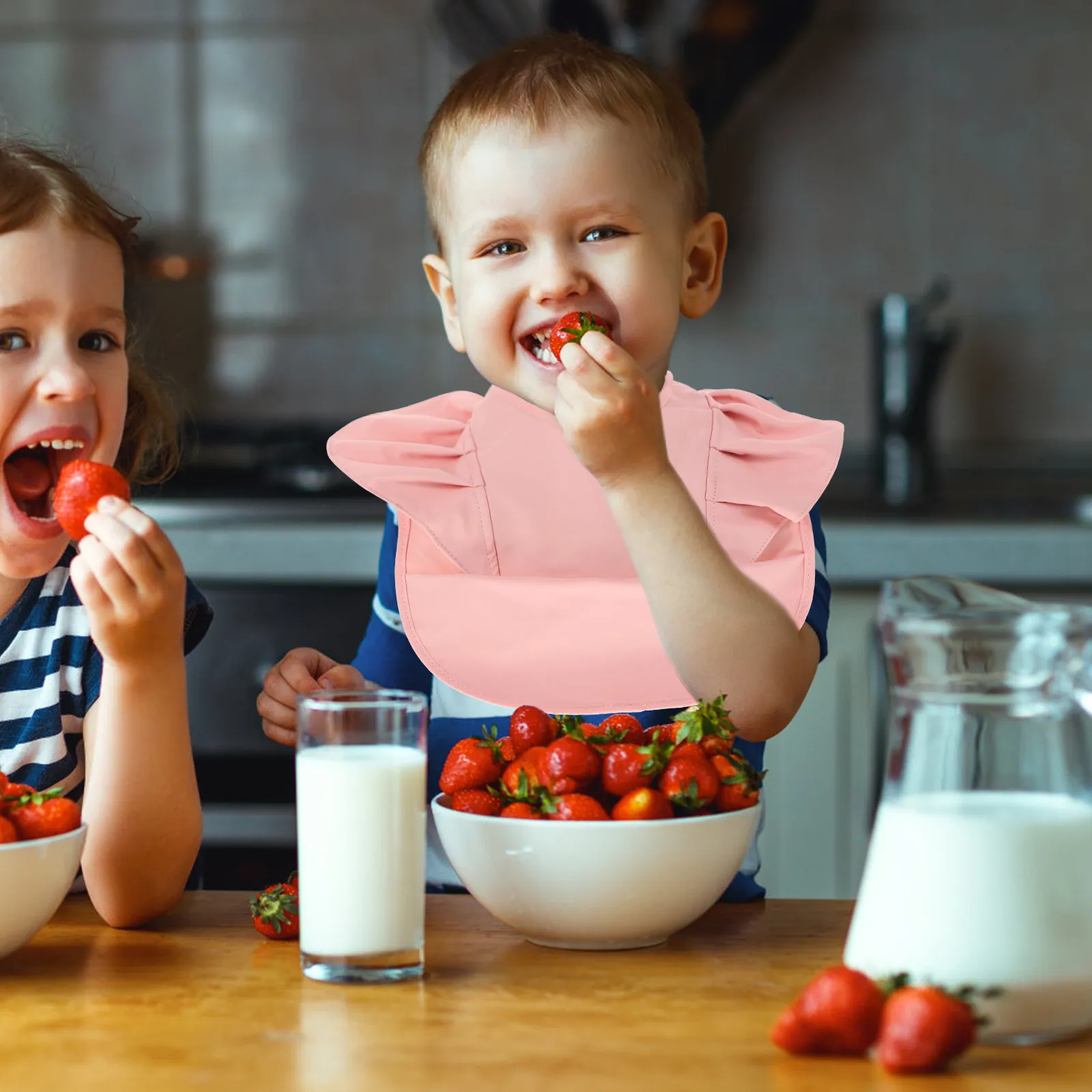 

Baby Non-Woven Fabric Bib Apron Waterproof for Drooling Teething Eating Full Coverage Washable Reusable Skin Friendly Lace Trim