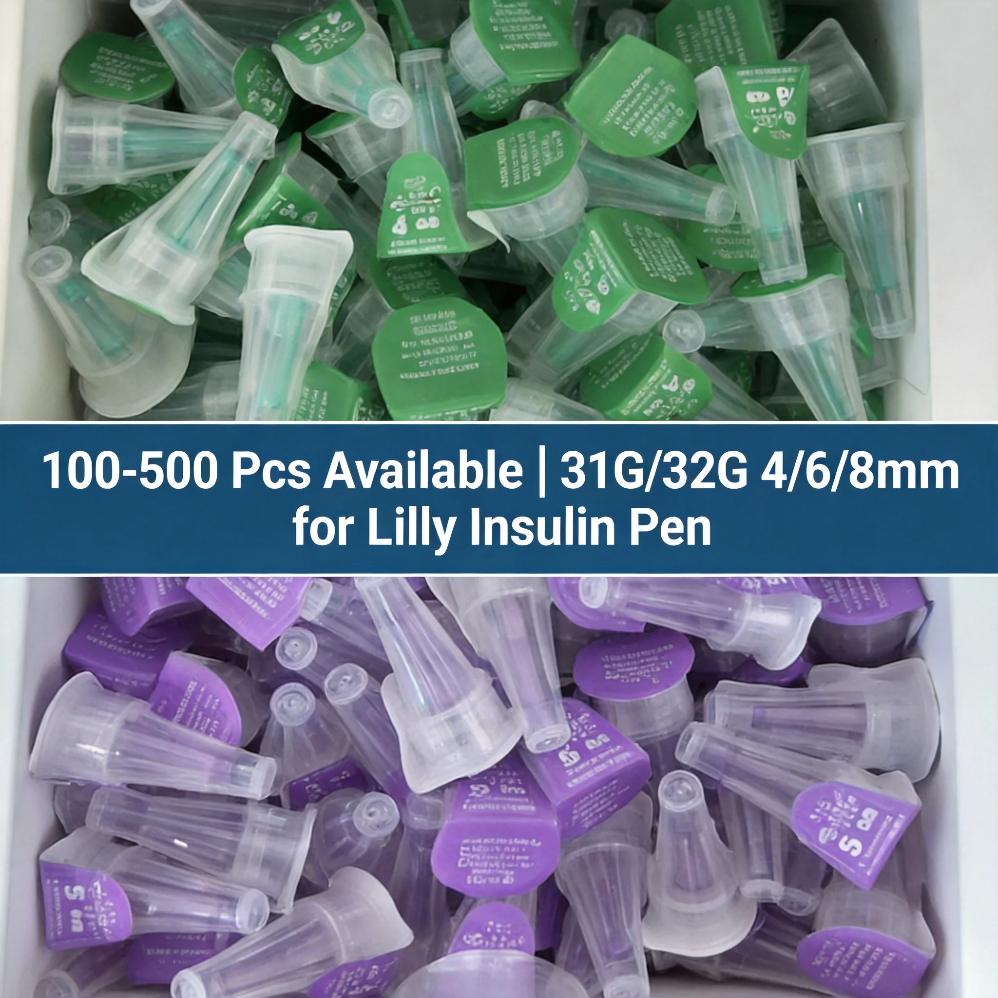 100-500Pcs Insulin Cartridges Pen Tip for Lilly Insulin Injection Pen Medical Independent Packaging 4/6/8mm 32G/31G Magic Pen