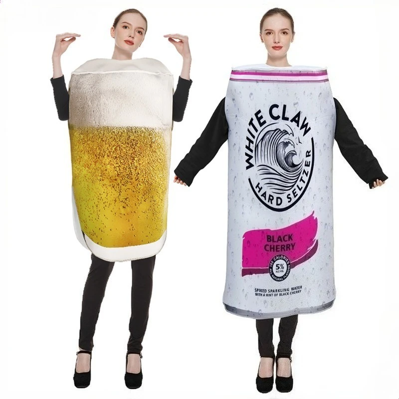 هالوين البيرة القدح البيرة يمكن الإسفنج بذلة للرجال النساء الأزواج الزي تأثيري حلي كرنفال حفلة مرحلة الأداء