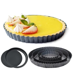 Non-stick Carbon Steel Tart Pan Set with Holes, Removable Bottom Pie & Pizza Molds for Baking, Kitchen Bakeware Supplies