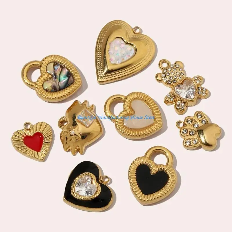 

E56A 3pcs Gold Plated Stainless Steel Paws Bracelet Charm for Trendy Women