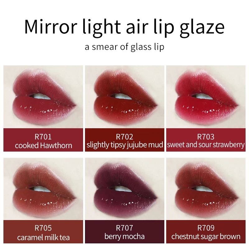 Glitter Water Mirror Lip Gloss Lip Glaze Moisturizing Plumper Waterproof Lipgloss Lip Tint Pigment Liquid Lipstick Cherry Gloss