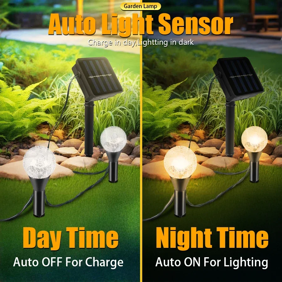20 en 1 bulle solaire pelouse lumière jardin décor voie lampe extérieure étanche 8 Modes d'éclairage pour vacances jardin chemin cour