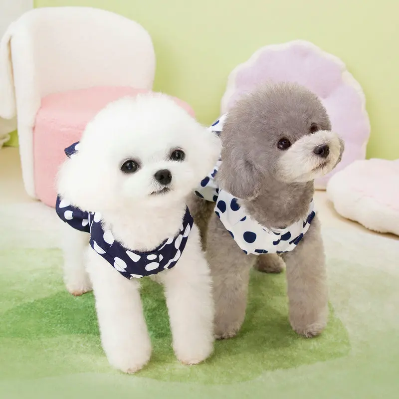 Summer Thin Pet Clothing Polka Dot Dress Cute Casual Bow Dog Clothing Cool and Breathable Dog Skirt Dog Dresses for Small Dogs