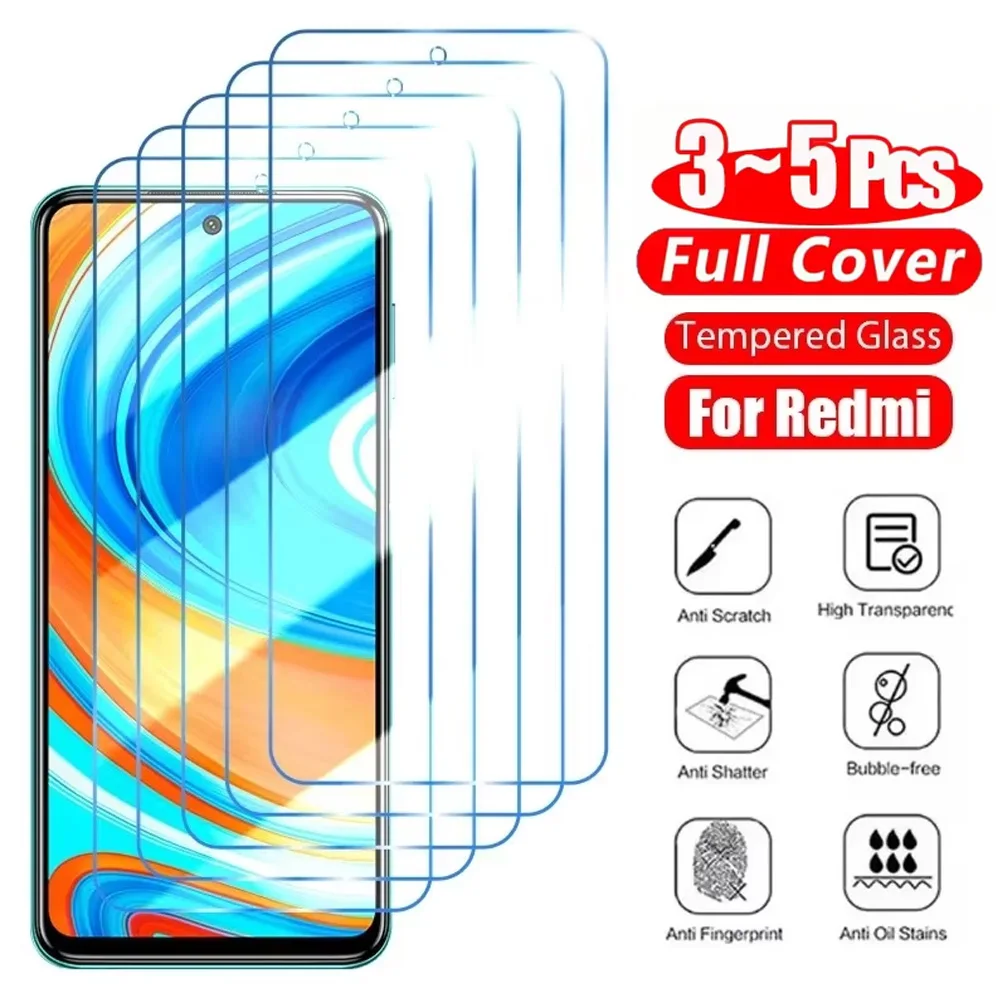 3-5 pçs vidro temperado para xiaomi redmi nota 15 14c 15r 14 t k70 15 5g para redmi 13 14pro hd capa completa protetor de tela vidro