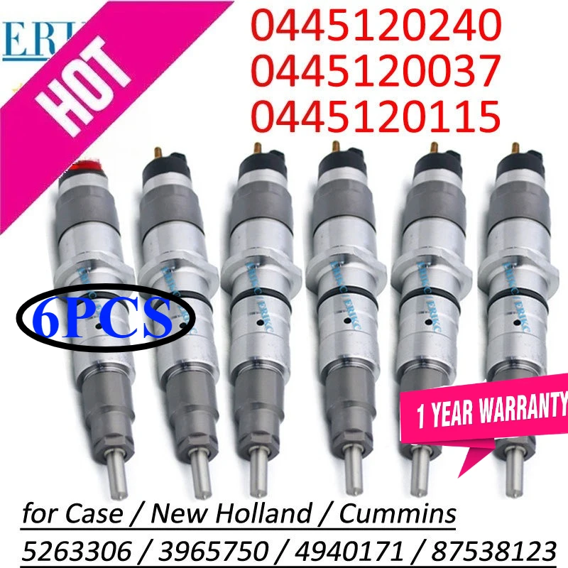

6PC 0445120240 5263306 Injection Diesel Parts 0445120037 0445120115 Engine Sprayer for CASE Cummins New Holland 3965750 4940171