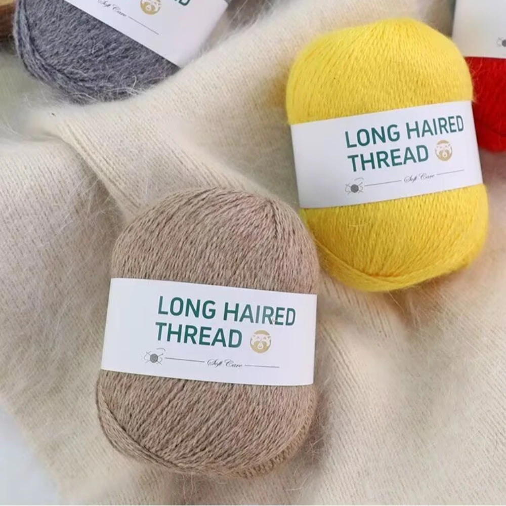 50 g de hilo de lana de pelo largo, hilo de imitación de piel de visón, hilo de cachemira, para tejer a mano abrigos de grosor medio, bufandas y gorros.