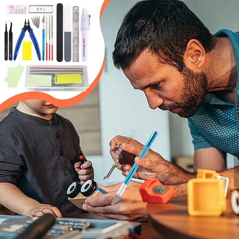 ‌24/9-Piece Miniature Tool Kit for Model Building - Includes Small Tools for Cars, Planes, Robots & Buildings with Storage Box‌