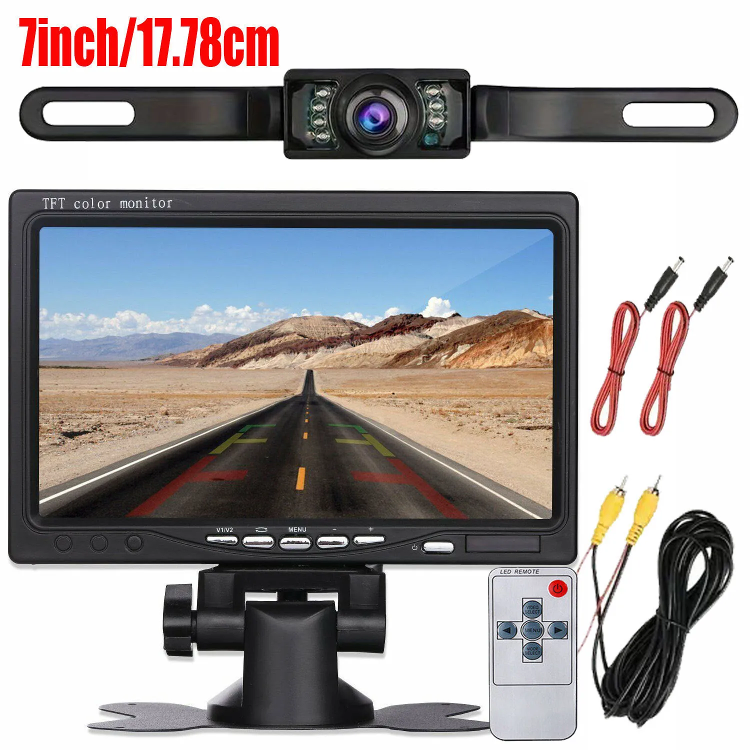 

7" Car TFT LCD Screen Monitor Rear View Reversing Backup Camera Kit with 6M Cable for Truck/Bus/RV/Trailer/Tractor/camper