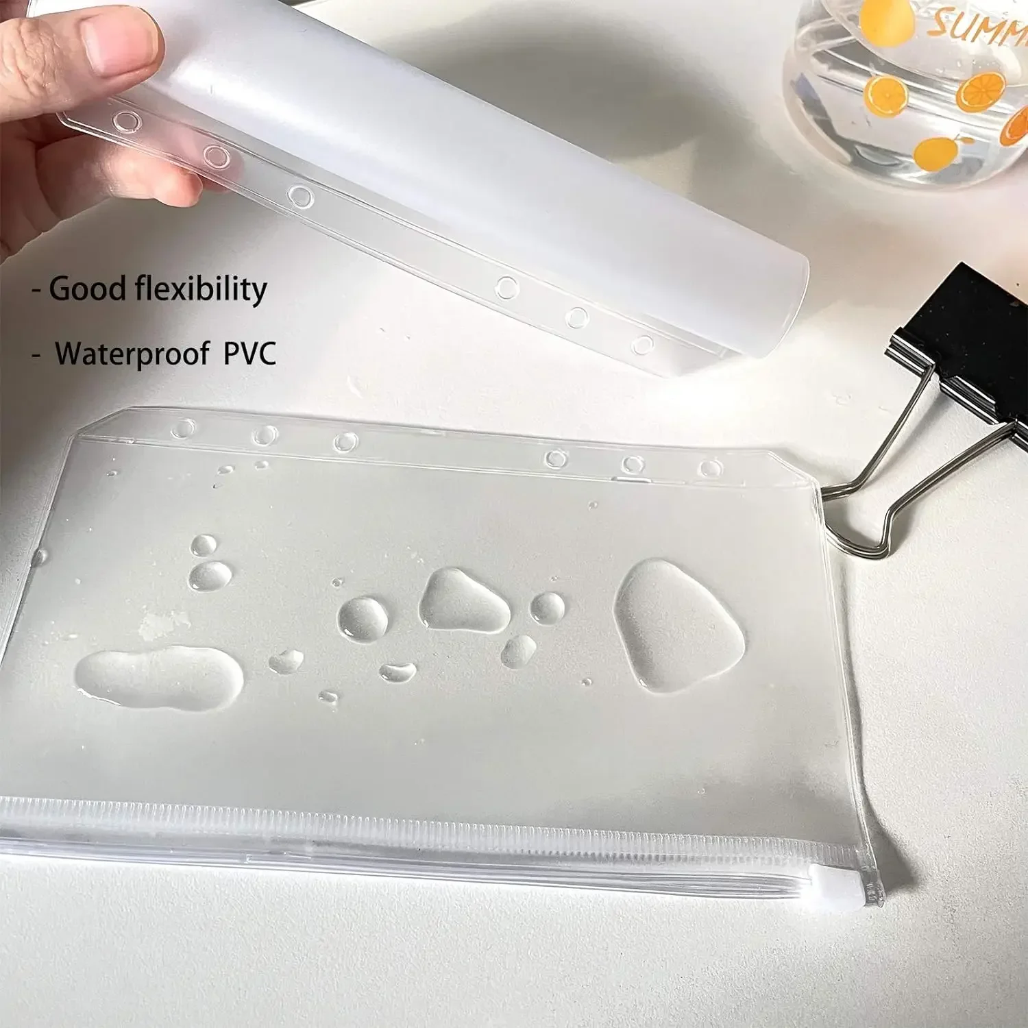 PVC Cash Budget Envelopes Loose Leaf Bag 6-Hole Zipper Binder Pockets Waterproof For Binder Notebook Planner for A6