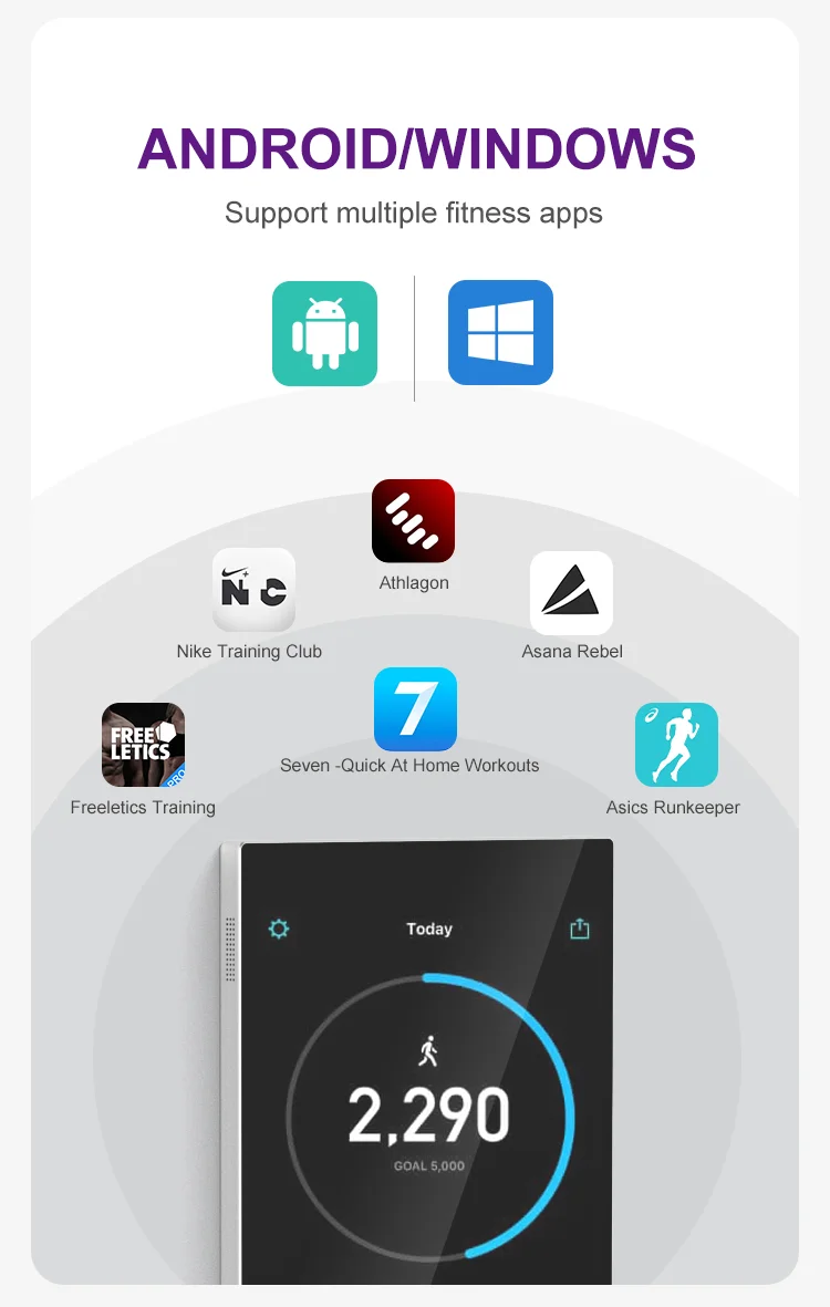 43-calowe magiczne lustro do selfie, montowane na ścianie, z interaktywnym ekranem dotykowym LCD, Wi-Fi, systemem Android, inteligentne lustro fitness.