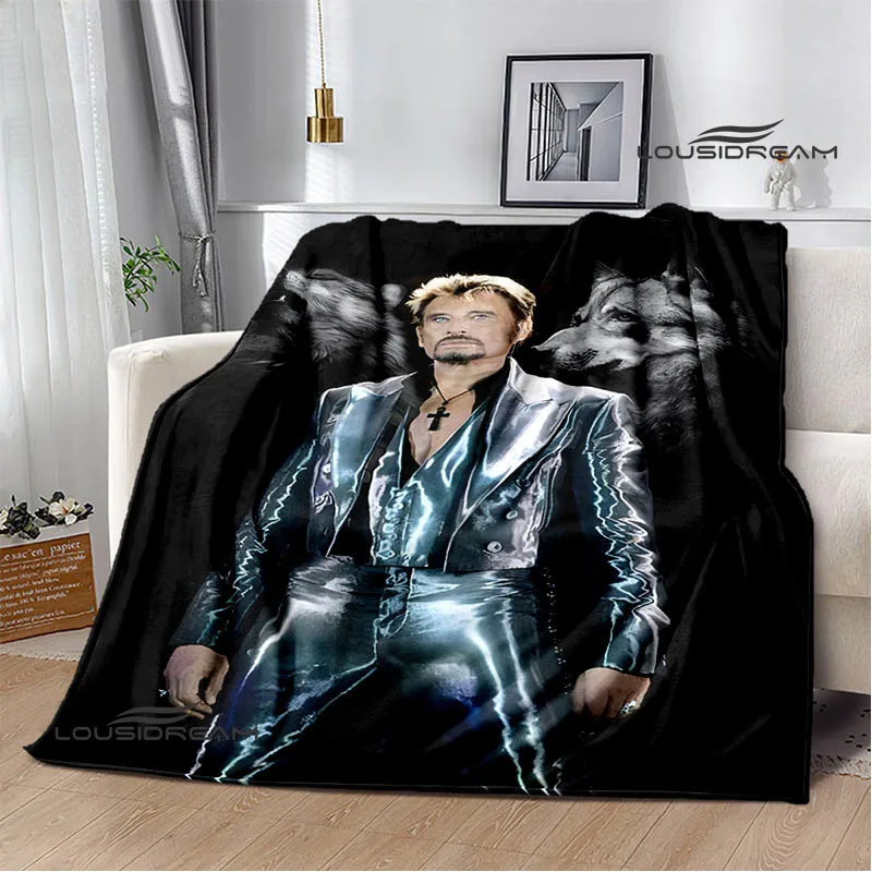 Manta de franela con estrella de Rock francés Johnny Hallyday, manta de viaje para el hogar, manta cálida de moda, forros de cama, regalo de