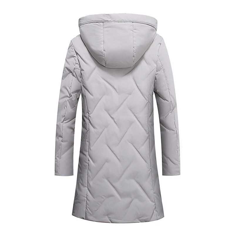 Casual 2024 Winter Men's Mid-Length Hooded Duck Down Jackets Outwear Windproof Warm Puffer Coats Solid Thick Down-Filled Garment