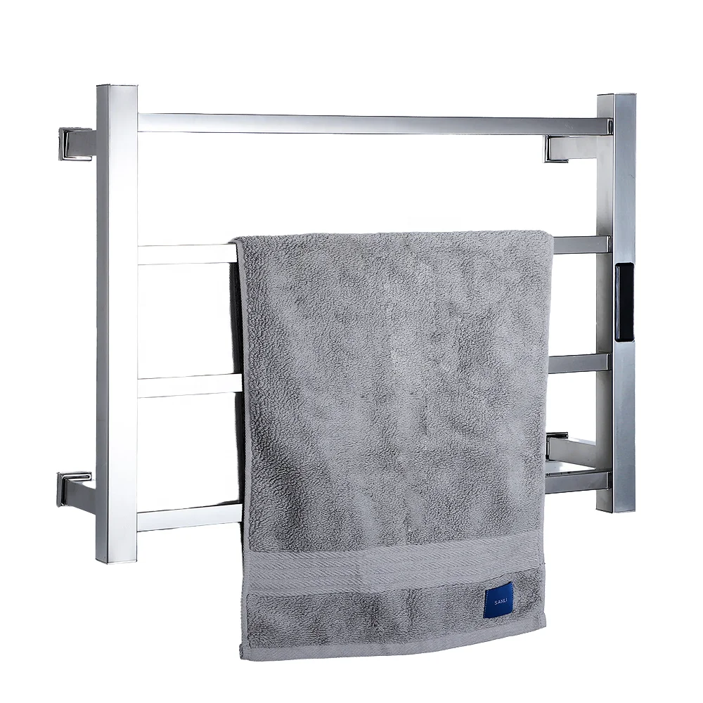 

304 Stainless Steel Silver Mirror Polishing Digital Timer Towel Warmer With Heater For Hotels