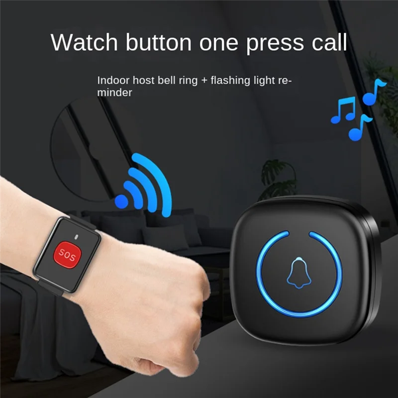 -BABQ Wireless Call Device For Elderly People, Personal Alarm, Remote Control Doorbell Watch