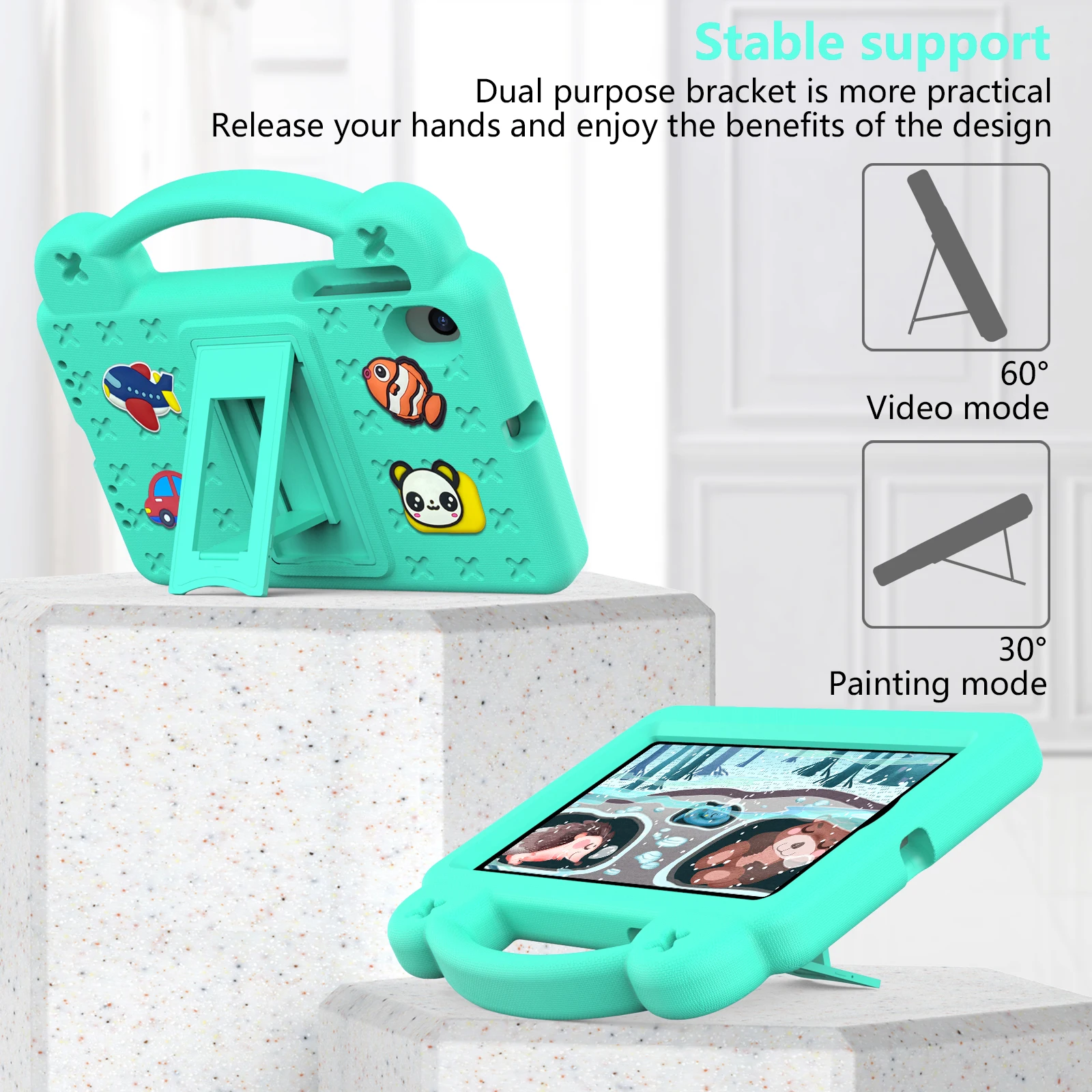Funda para Tablet Walmart ONN 7.0 pulgadas Gen5 4-100135924 2026 2024, Carcasa EVA a prueba de golpes, duradera, moderna, con asa y soporte plegable.