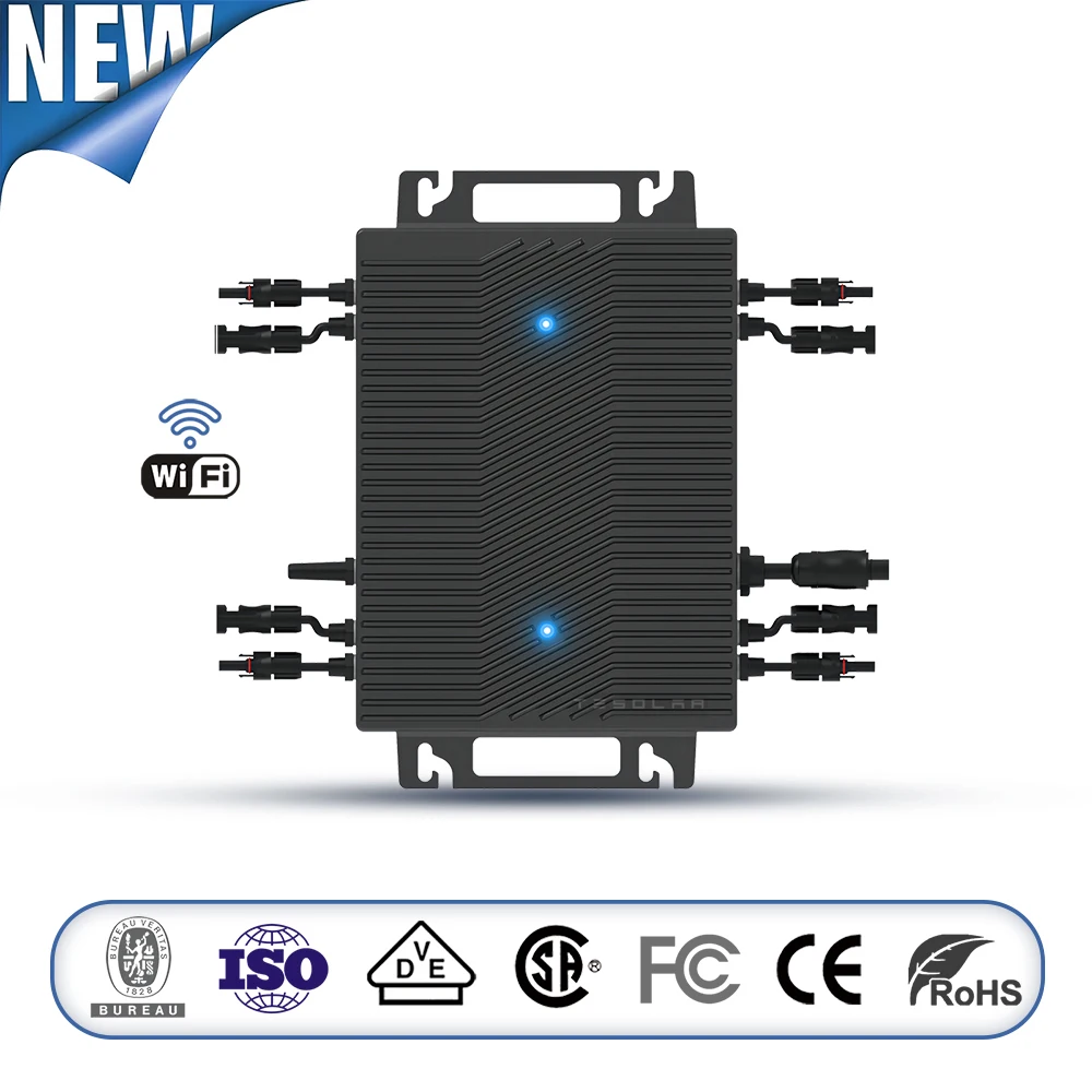 1600W High Quality Pure Sine Wave MPPT On Grid Solar Inverter WiFi IP67 Microinverter 18-60VDC 230VAC For 4*300-450W Solar Panel