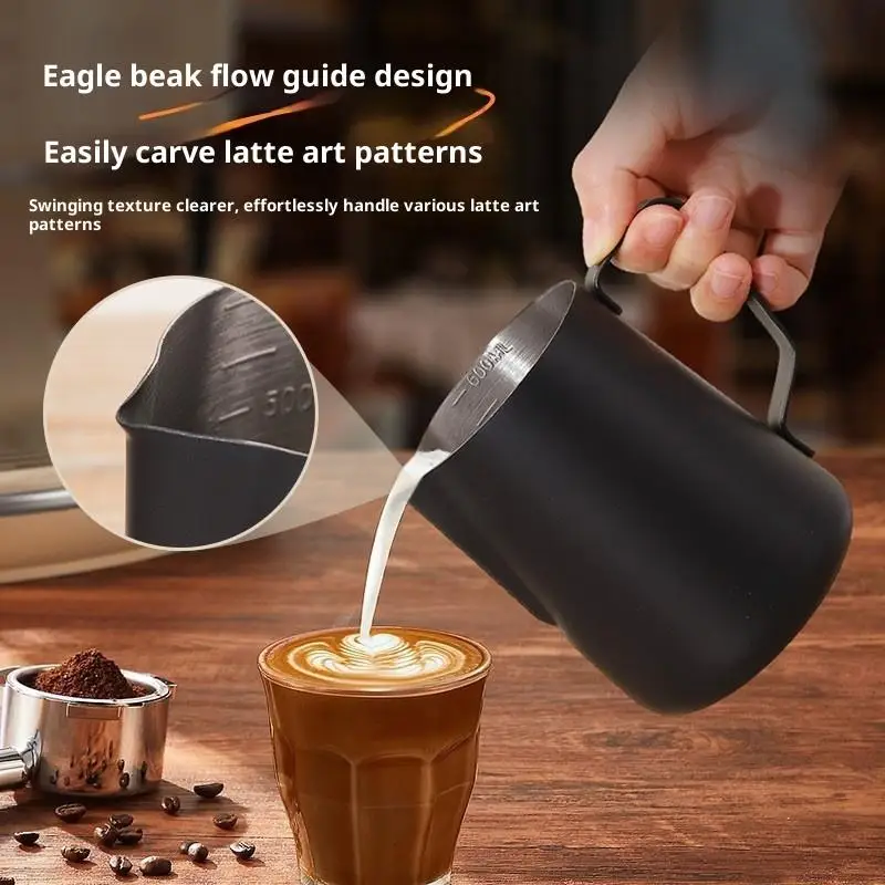 350/600ML Coffee Milk Frothing Pitcher Jug Stainless Steel Precise Scale High Quality Latte Barista Professional Coffee Utensil