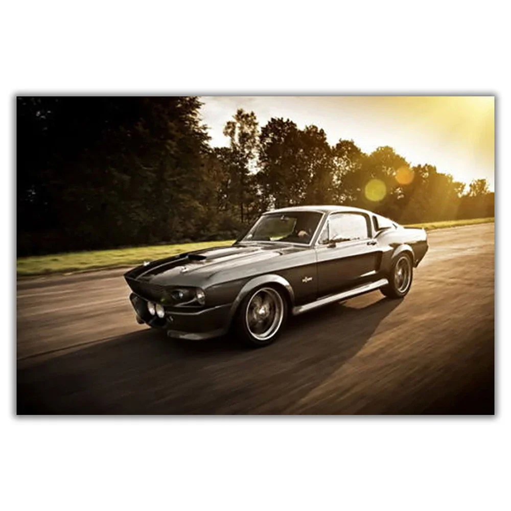 SP014 Silk Cloth Wall Poster1967 Mustang Eleanor GT500 Super Race Car Art Home Decoration Gift