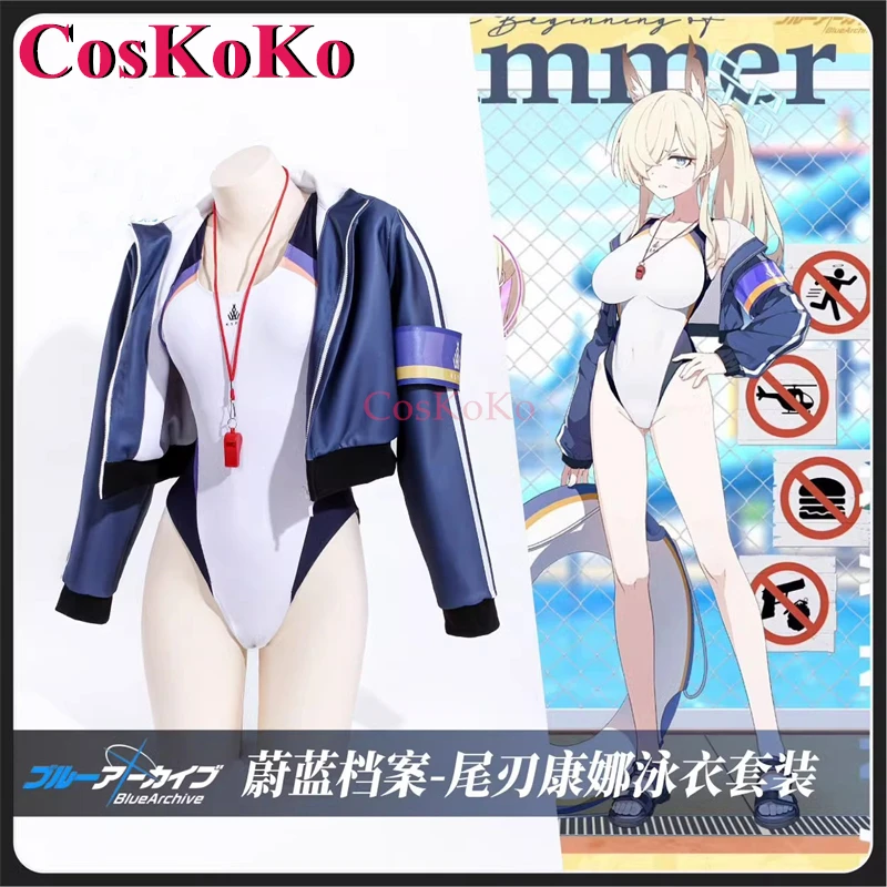 CosKoKo Kanna Cosplay Game Blue Archive Costume Sweet Fashion Summer Swimsuit Women Halloween Party Role Play Clothing M-L New