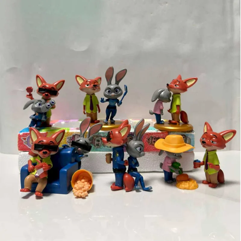 

Набор из 6 коллекционных фигурок Дисней «Зверополис»: Ник и Джуди, обнимающиеся, для декора рабочего стола, мультяшные сувениры, игрушки