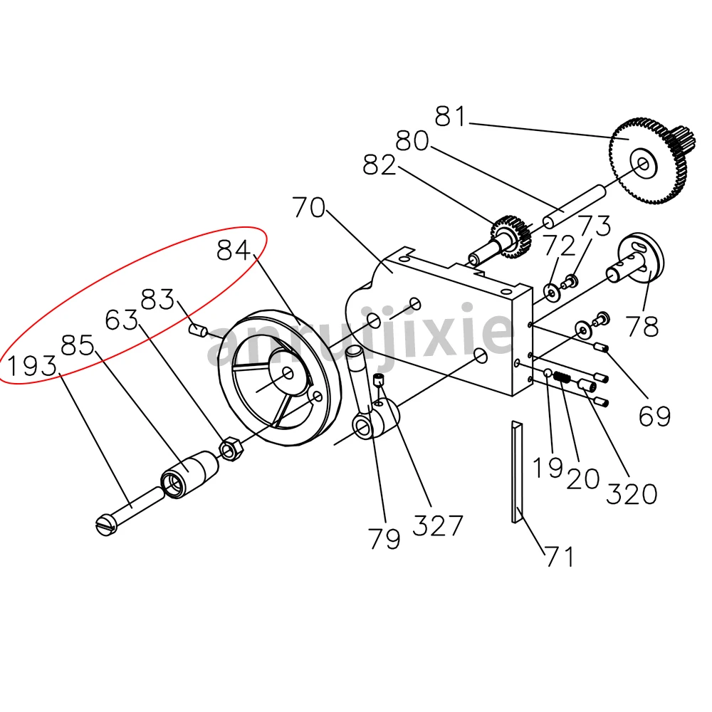 Saddle Drive Tailstock Handwheel Assembly for Craftex CX704 Grizzly G8688 Mr.Meister Compact 9 JET BD-6 BD-X7 BD-7 Lathe Spares