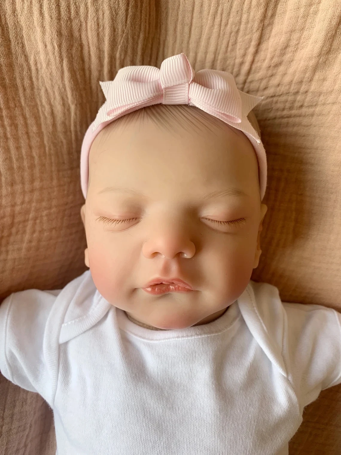 

49CM Sleeping Sam Newborn Finished Baby Lifelike Reborn Doll Hand Painted 3D Skin with Visible Veins Art Doll Same As Picture