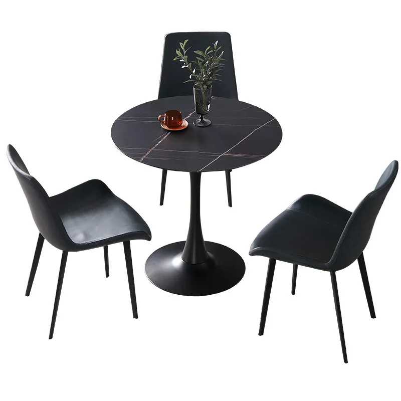 

Light luxury black rock slab dining table, hospitality negotiation table and chair combination