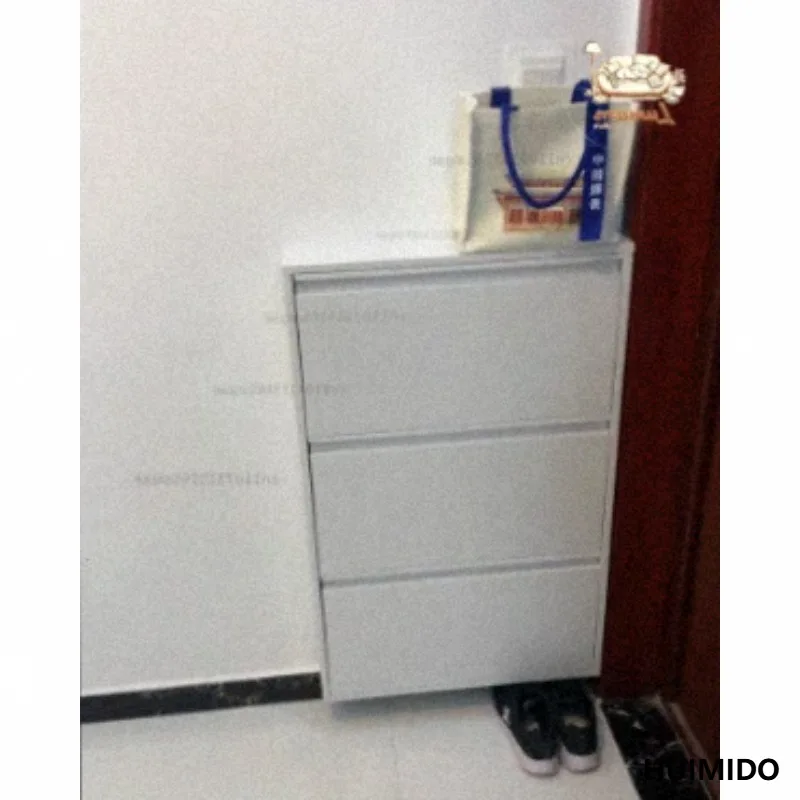 ‌Ultra Slim Metal Flip-Down Shoe Cabinet - Space Saving Entryway Organizer, Multi-Tier Wall Mounted Rack with Sturdy Alloy Frame