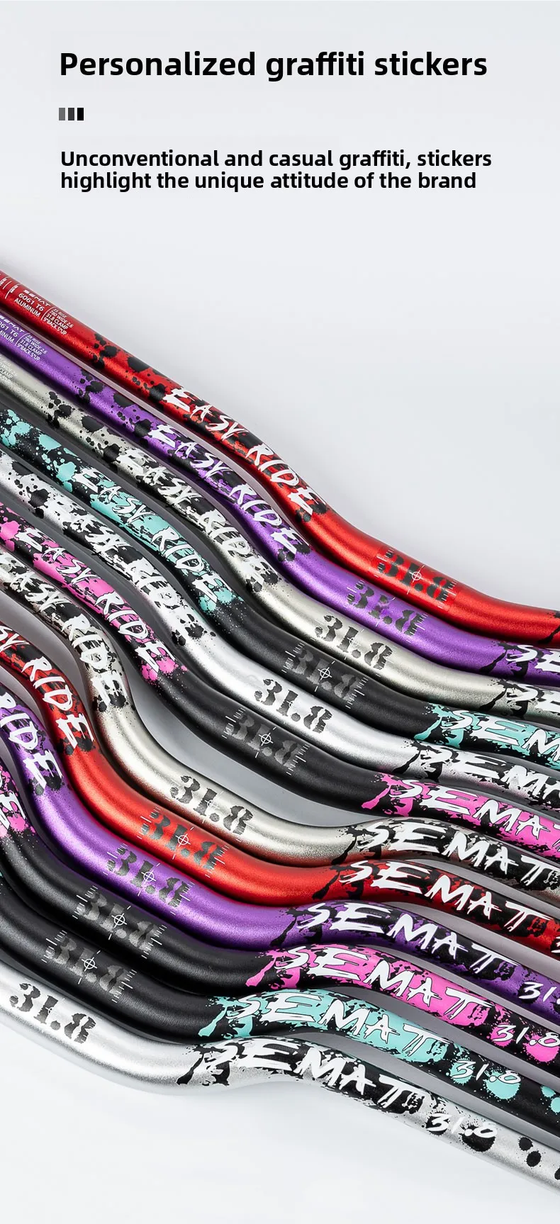SEMAT Fahrradvorbau aus Aluminiumlegierung, 35-55 mm Höhe, 720/780 mm Länge, 31,8 mm Klemmdurchmesser, 6 ° Höhenlage 9 ° Sweep für MTB & Rennrad – Leichtgewichtig – Detail 7
