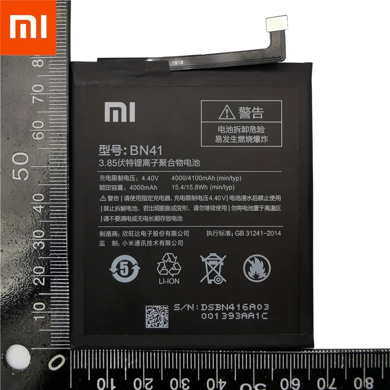 2024 New 100% For Xiao Mi BN41 Battery For Xiaomi Redmi Note 4 / X4 4000mAh Original Mobile Phone Batteries+Fast Shipping