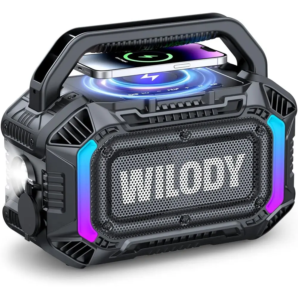 

Speakers Bluetooth Wirel, 100W Loud Outdoor Speaker with Bass, IPX7 Waterproo loatable, 20H Playtime, WirelCharge, TWS, RGB Ligh