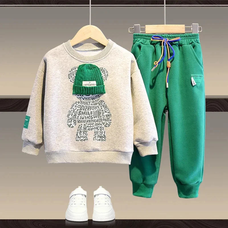 

Children Casual Outfit Spring Autumn Boys Girls 2Pcs Set Cartoon Sweatshirt+Pants Teenage Student Fashion Suit Boutique Clothes