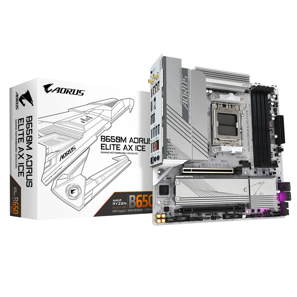 GIGABYTE B650M AORUS ELITE AX ICE Motherboard Kit Support M.2 Cooling Armor4xDDR5 12+2+2 Power Supply