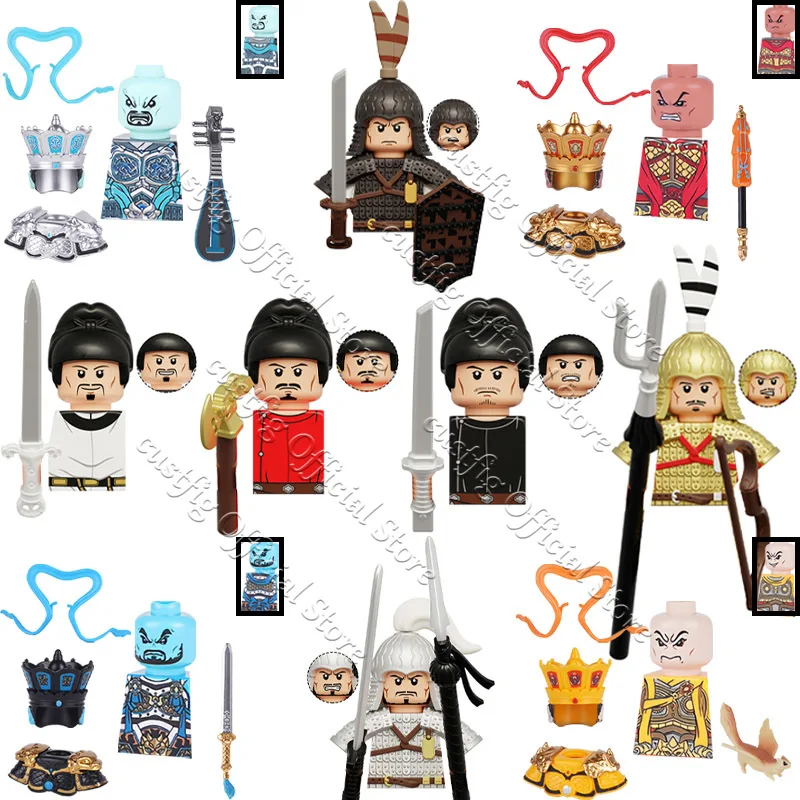 Armure générale militaire ancienne chinoise, figurines de soldats, bloc de construction de la dynastie Tang Li Bai, rois céleste, jouet en briques MOC mythiques