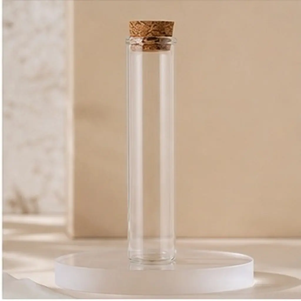 24pcs 60ml Small Glass Vials with Cork Stopper – Transparent Lab Sample Storage Bottles for Liquid, Powder, Medicine