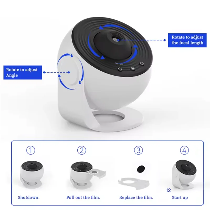 حار بيع السماء المرصعة بالنجوم غالاكسي العارض ضوء الليل 360 ° تدوير مصباح القبة السماوية لغرفة نوم الأطفال هدية عيد الحب ديكو الزفاف #5