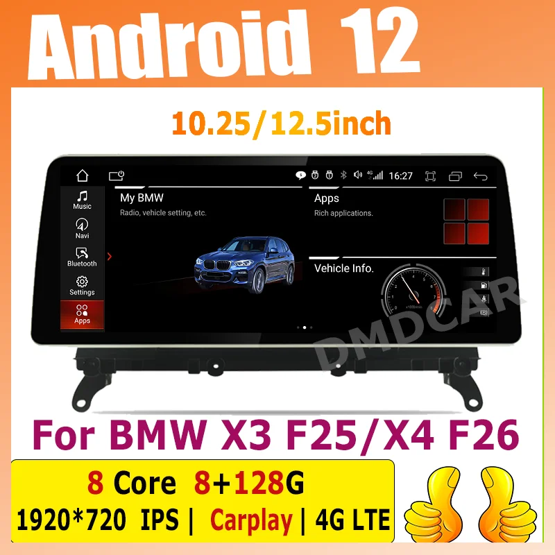 

Android 12 8G+128G Car DVD Radio Multimedia Player GPS Navigation For BMW X3 F25 X4 F26 2011-2016 Stereo CarPlay Android Aut