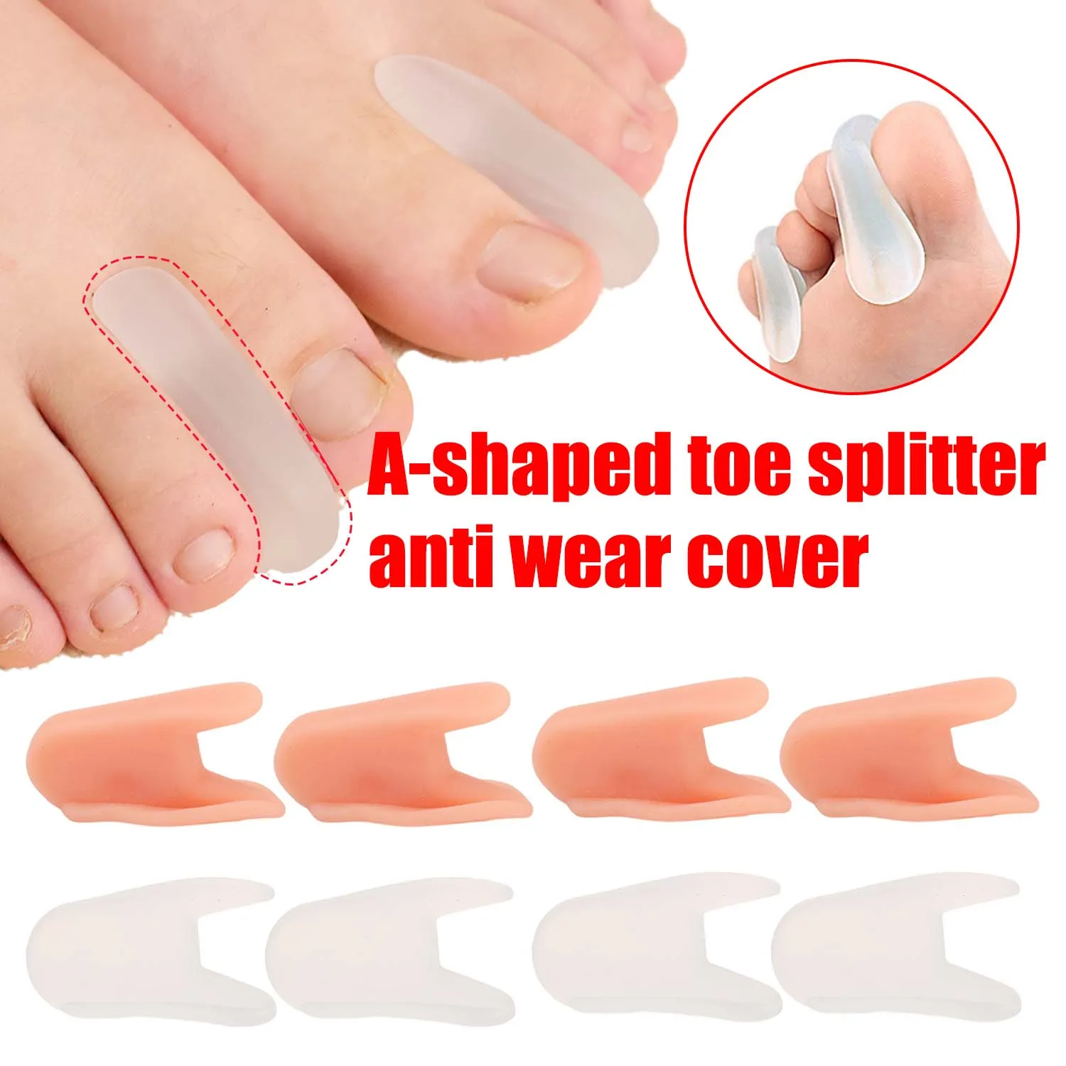 2pcs Soft Transparent A-shaped Toe Separator Thumb Bunion Overlapping Toes Correcttor Pain Relief Silicone Foot Care Tools