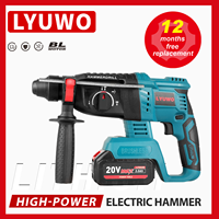 LYUWO Professional lithium battery impact hammer Brushless Impact Drill Concrete/Metal Drilling 20V 4500IPM Use Makita Bettery
