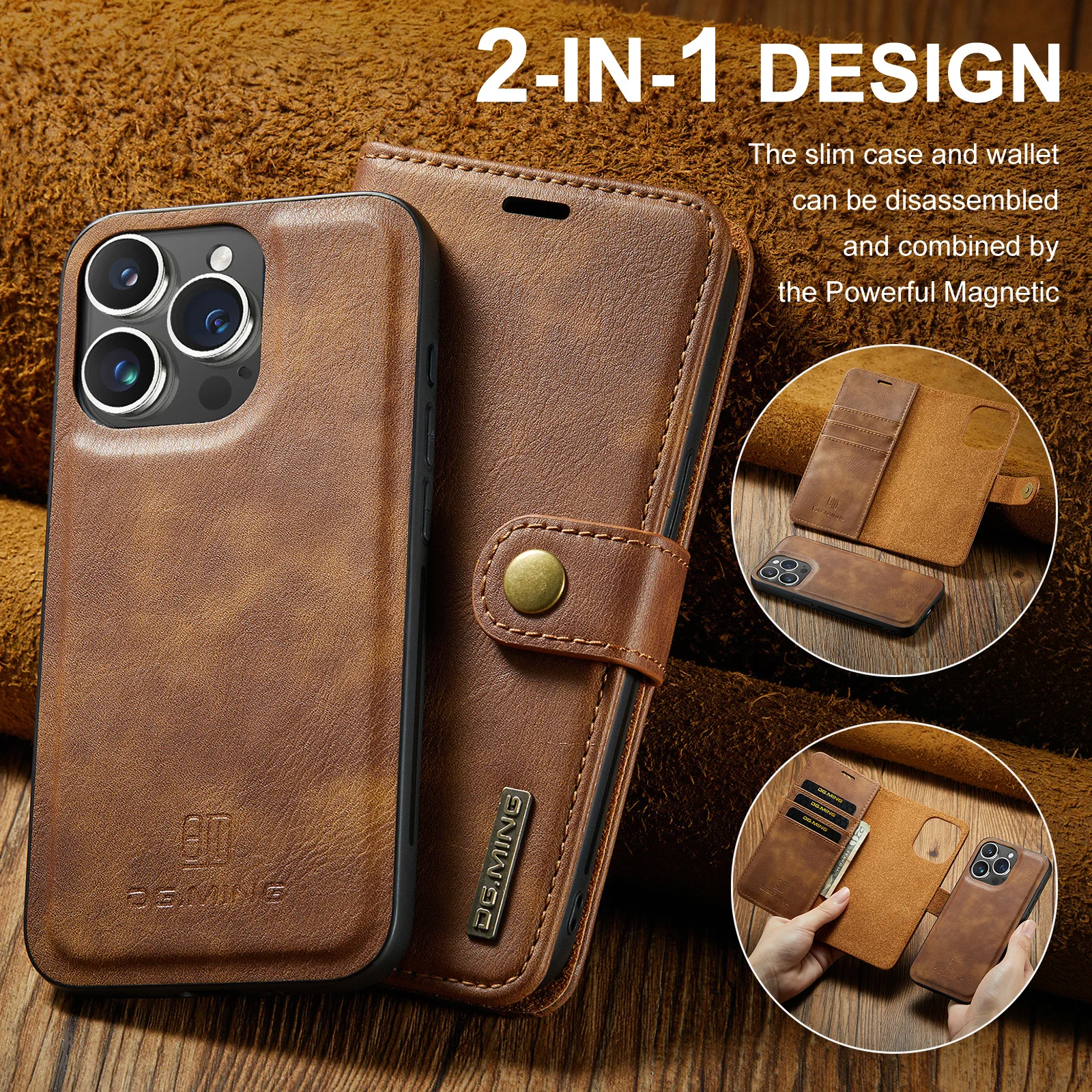 

Luxury Leather Magnetic Flip Wallet Phone Case For iPhone 12 13 14 15 16 Pro Max 11Pro 6 7 8 Plus XS Max XR SE Shockproof Cover