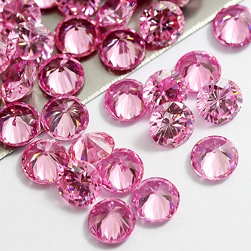 Synthetic Pink Diamonds for Sale 5A 0.8-3mm Round Brilliant Cut Loose Cubic Zirconia Stone for Jewelry Making